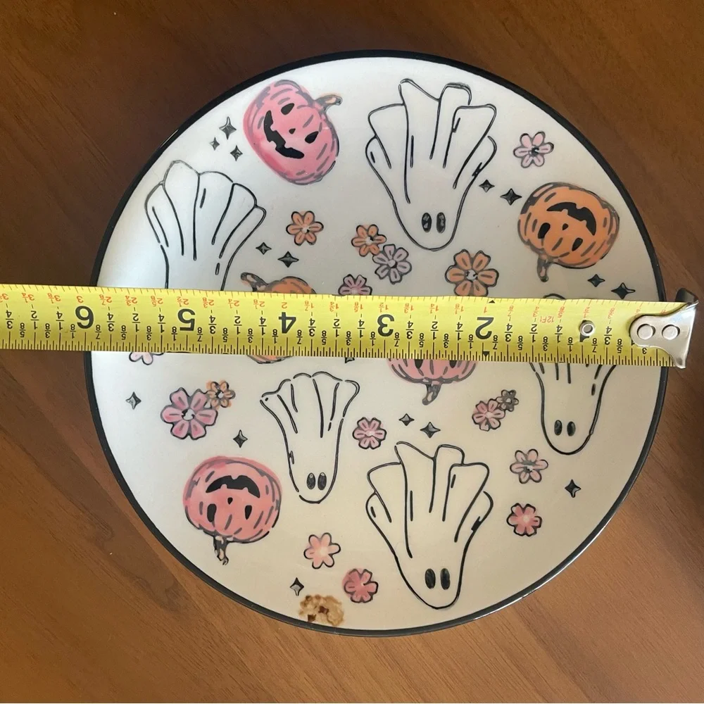 Black and White Ghost Pumpkin Dessert Appetizer Plates of 4  Halloween